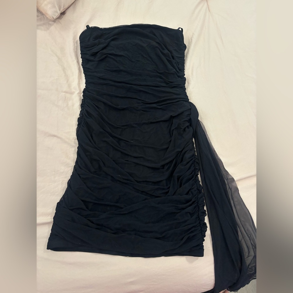 Windsor Black Strapless Ruched Dress